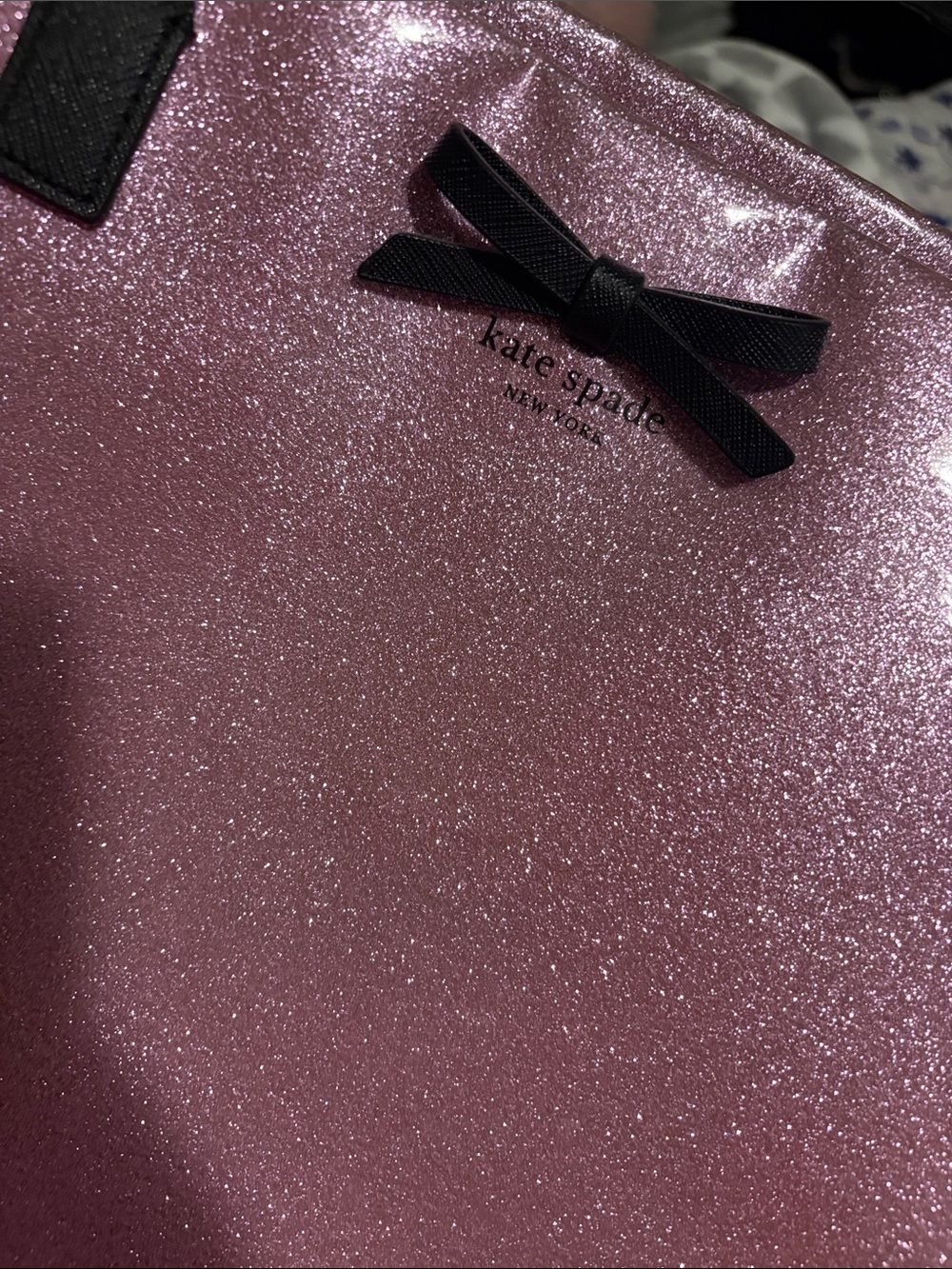 kate spade Glitter Pink Tote with Black Bow